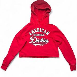 Dickies Cropped Red Sweatshirt with American Original Logo